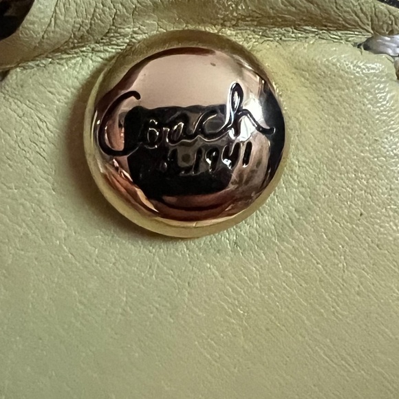 COACH PYTHON SNAKE PRINT LEATHER WOMEN'S SATCHEL HANDBAG LIME/YELLOW - Picture 7 of 13